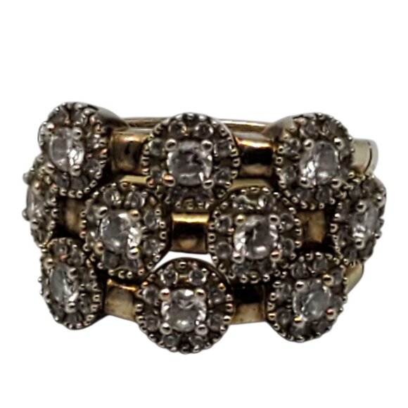 Sonia Bitton Sterling Silver Gold Tone CZ Flower Flex Ring Size 8 #22643 - Picture 9 of 9